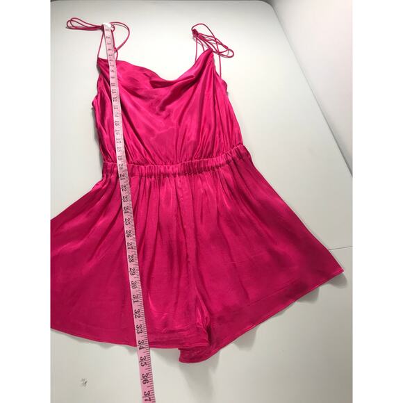 Revolve NBD Maelle Silky Tie Shoulder Shorts Romper Hot Pink M - Picture 8 of 10